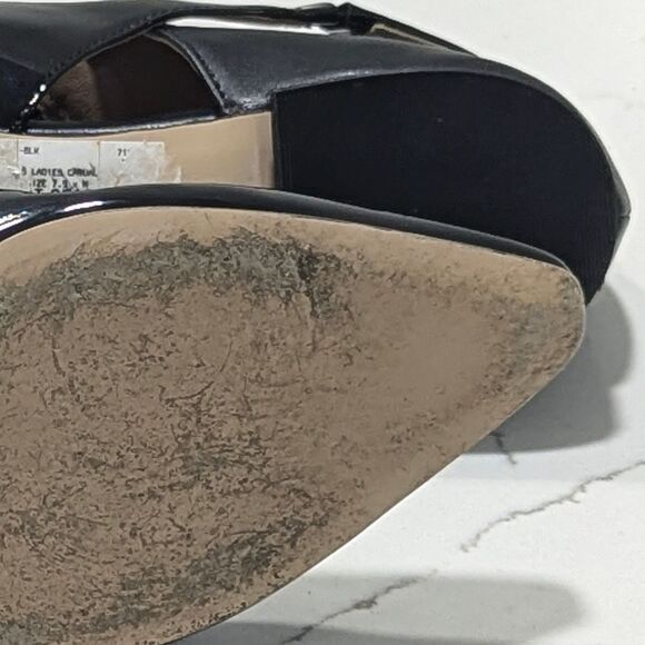 Calvin Klein Women Evalyn Ballet Flat pattern leather shiny pointy toe Black 7.5 - Picture 8 of 9